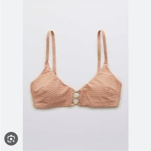 Aerie nude textured scoop bikini top, size XL